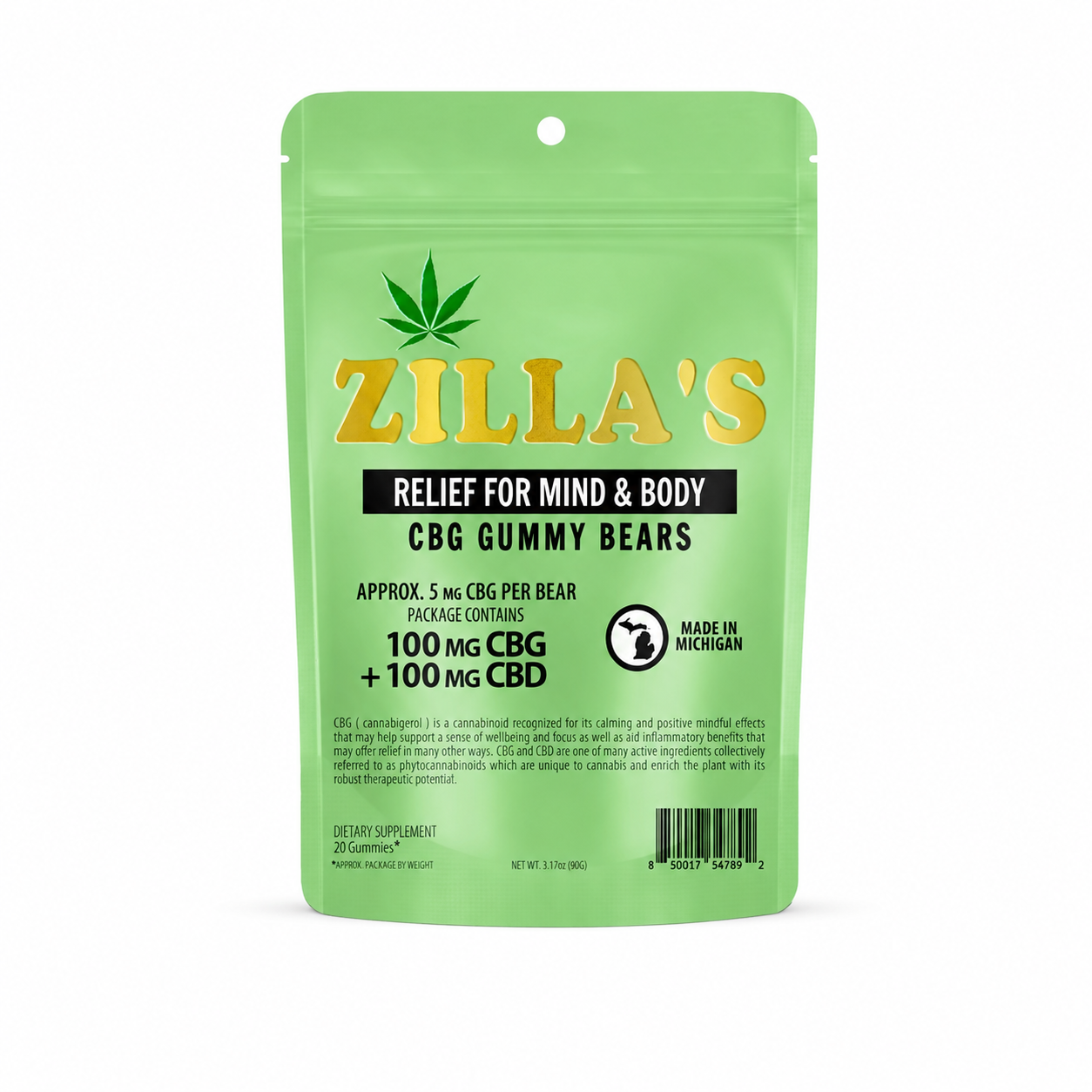 Zilla’s Relief for Mind & Body CBG + CBD Gummies – 200mg